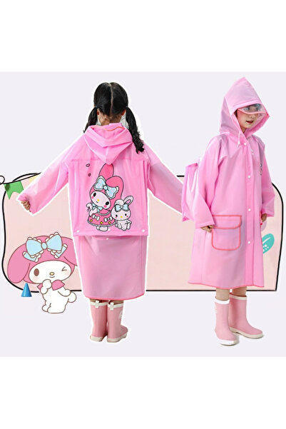 Petityu Sanrio pembe sugeçirmez biyeli cepli yağmurluk