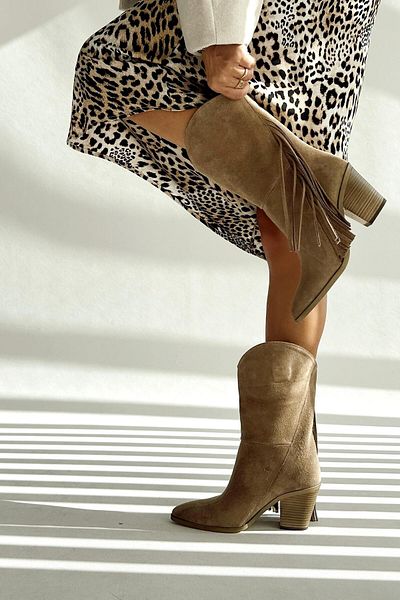 nope21shoess Μπότες Rodeo Dark Beige από γνήσιο δέρμα
