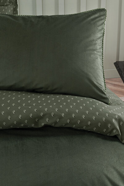 Yataş Charme Arwin Double Velvet Satin Duvet Cover Set - Khaki