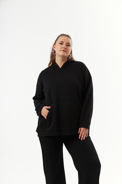 RMG Black Modal Sweatshirt - Kangaroo Pocket, Large Size
