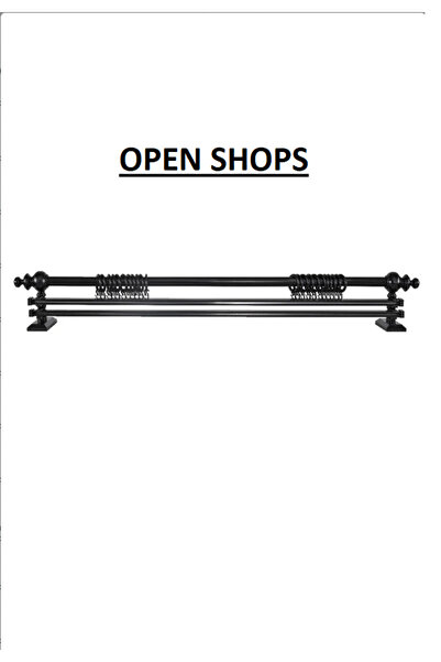 OPEN SHOPS Siyah Çift Raylı Ahşap Rustik Perde Askısı - Rustik Borusu 175 Cm