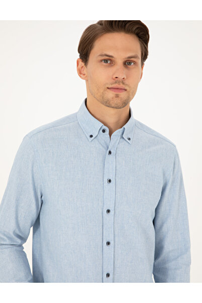 Pierre Cardin Mavi Regular Fit Uzun Kollu Gömlek 50292106-VR036