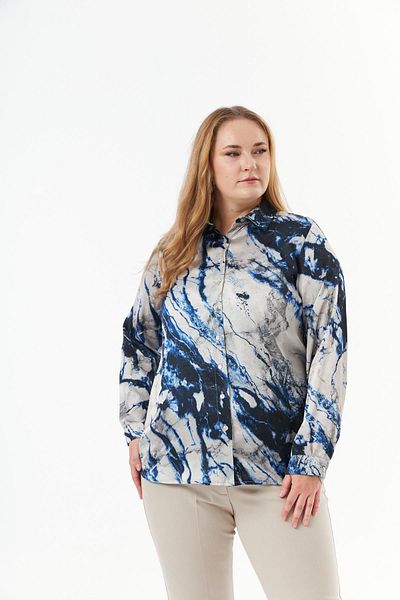 RMG Indigo Patterned Large Size Shirt