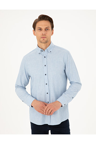 Pierre Cardin Mavi Regular Fit Uzun Kollu Gömlek 50292106-VR036