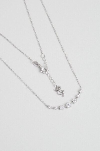 So CHIC... Işıklı Yol 18 Ayar Beyaz Altın Kaplama 45 Cm Gümüş Kolye