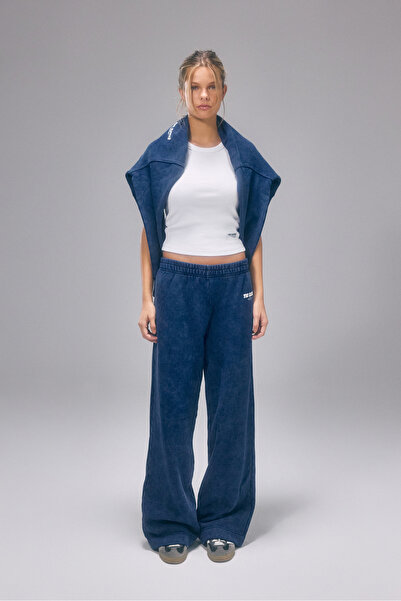 bases. Pantaloni de sport cu picioare largi cu efect decolorat