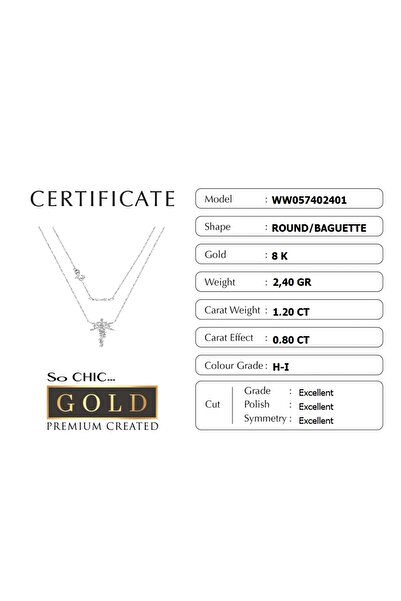 So CHIC... Beyaz Altın Sertifikalı Premium Created Baget Taşlı Kolye