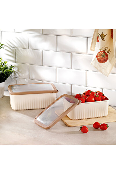 Schafer Ashley 2 li Dikdörtgen Derin Saklama Kabı-Krem