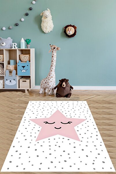 on the clouds Kirpik Desen Pembe Yıldız Yıkanabilir Kaymaz Taban Leke Tutmaz ...