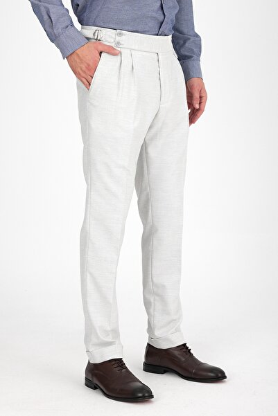 Savira Italian Model Buckle Adjustable Belt Pleated Dukuma Men's Doble Leg Trousers