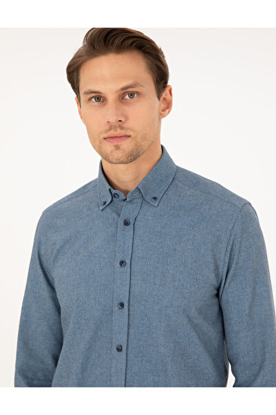 Pierre Cardin Mavi Slim Fit Uzun Kollu Gömlek 50293756-VR036