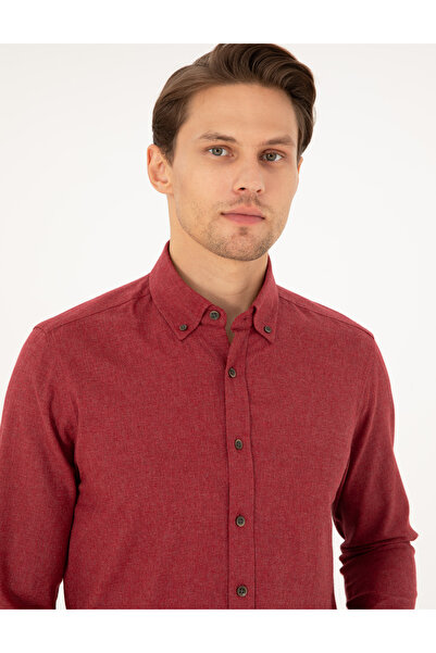 Pierre Cardin Vişne Regular Fit Uzun Kollu Gömlek 50292106-VR223