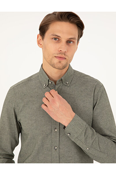 Pierre Cardin Haki Slim Fit Uzun Kollu Gömlek 50293756-VR027