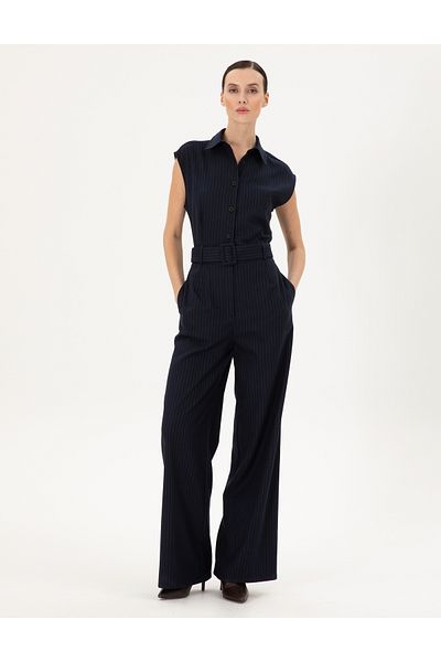 Pierre Cardin Navy Blue Woven Jumpsuit 50292301-Vr033