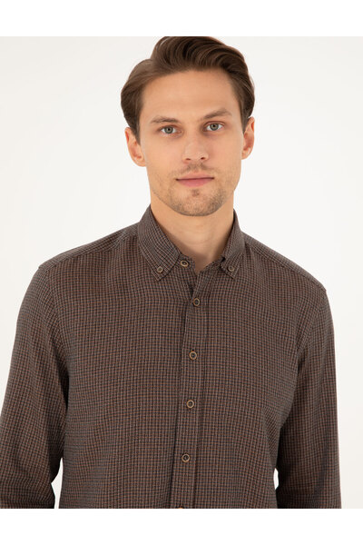 Pierre Cardin Kahverengi Slim Fit Uzun Kollu Gömlek 50292248-VR029