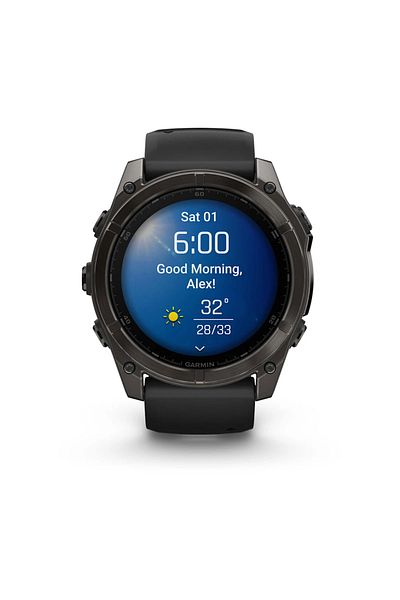 Garmin GARMIN FENIX 8 - 51 MM, AMOLED, SAPPHIRE CARBON GRAY DLC TITANIUM WITH BLACK/PEBBLE GRAY SILICONE