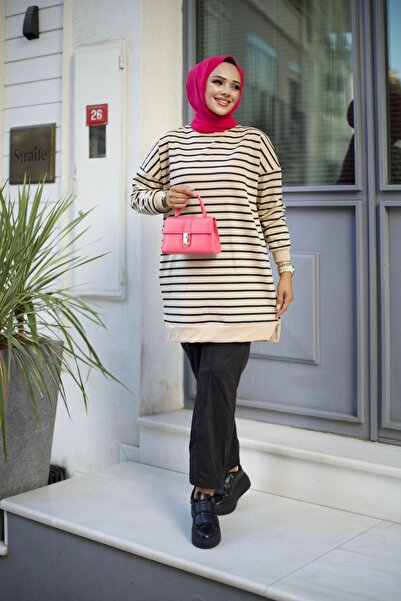 Sfg Life Moda Γυναικεία ρούχα Hijab Σετ τουνίκ με λαιμόκοψη και ριγέ πανταλόν...