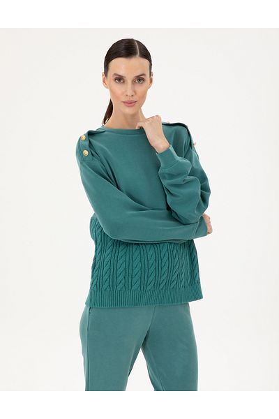 Pierre Cardin Dark Green Regular Fit Modal Fabric Sweatshirt 50290933 -Vr079