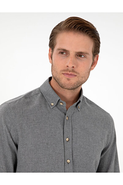 Pierre Cardin Gri Slim Fit Uzun Kollu Gömlek 50298570-VR024