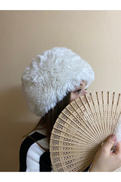 sema aksesuar قبعة قلب قطيفة بيضاء فروي - هدية - قبعة قطيفة شتوية عصرية من ال...