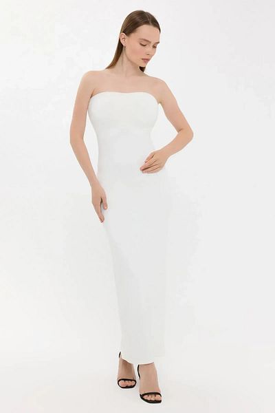 Hiccup Στράπλες Bodycon Maxi Φόρεμα με πλαϊνό σκίσιμο