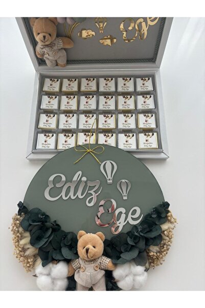 PERİ Baby Gift Door Ornament and Chocolate Box Set Baby Room Ornament