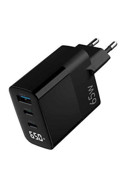 Juo 65w Gan Led Ekranlı Hızlı Şarj Cihazı 2 Type-c Usb-a Iphone & Ipad & Notebook Uyumlu Şarj Alet