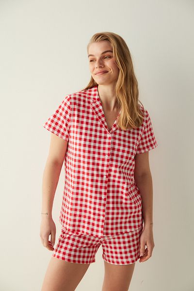 Penti Base Self Love Checkered Shirt Shorts Pajama Set