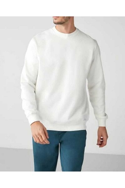 Ünal Giyim Three Thread Straight White Thick Sweatshirt