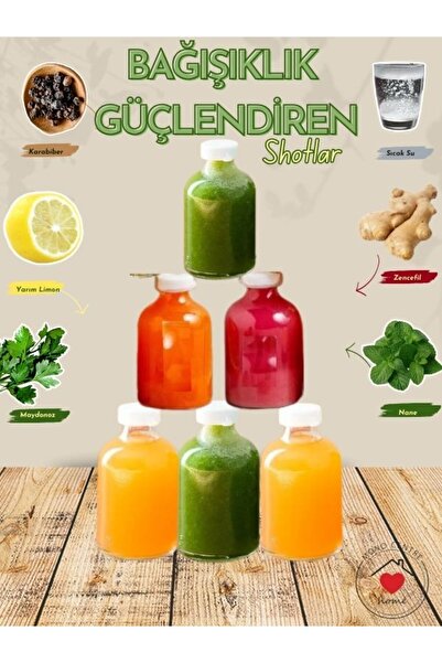 Milea 12 Adet Round Cam Ginger Shot Detox Şişesi Sızdırmaz Plastik Kapaklı Çok Amaçlı 50ml