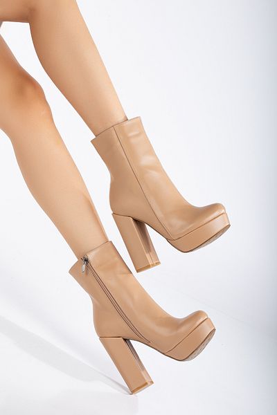 LİLLA Lilla Shoes Γυναικείες μπότες από συνθετικό δέρμα με χοντρό τακούνι