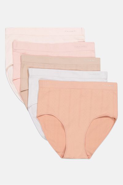 Tahari Women 5 Pack Textured Panty, Pink