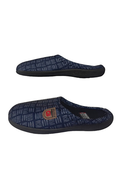 GEZER Ανδρικές ορθοπεδικές παντόφλες σπιτιών με μπλε-γκρι-μαύρο σχέδιο GZEER202-302