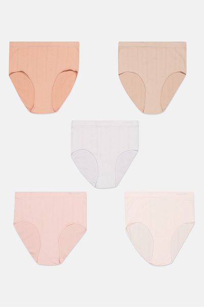 Tahari Women 5 Pack Textured Panty, Pink