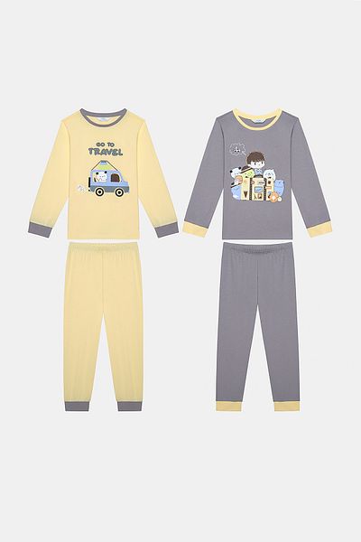 Penti Boy's Cotton Travel Pajamas Set - 2-Piece, Multicolor