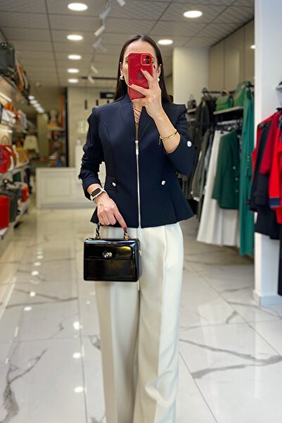 Vosse Ekol Siyah Fermuarlı Dikiş Detaylı Ceket