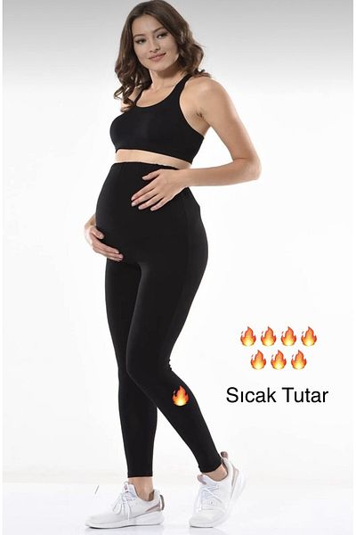 DynamicLeggings Jambiere din bumbac termic de iarnă de maternitate