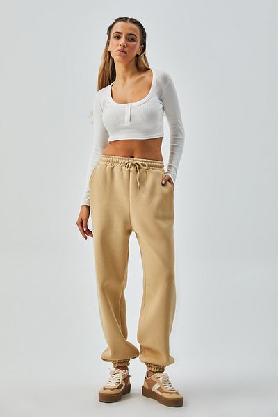 minaaise Sand Beige Elastic Raised Basic Sweatpants 26262