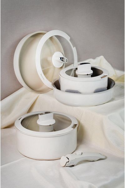 Belariva Belari̇va-Easy Cook Beige 8 Piece Cookware Set