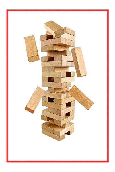 Valetto Eğitici Oyuncak Aile Çocuk Oyun Blok Ahşap Tahta Denge Oyunu 54 Parça...