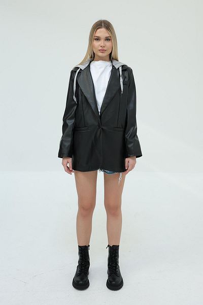 SEMİNEN Blazer din piele pentru femei - cu glugă