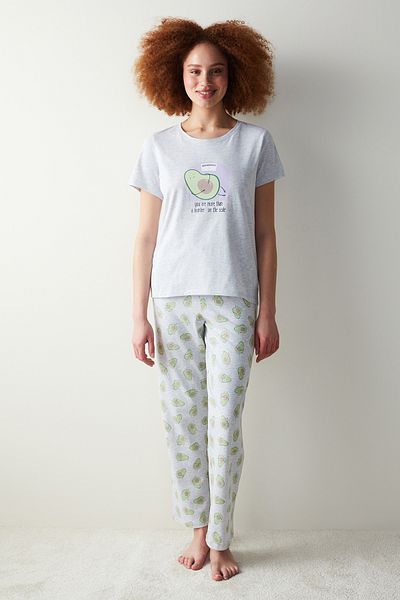 Penti Avocado Gray Trousers Pajama Set