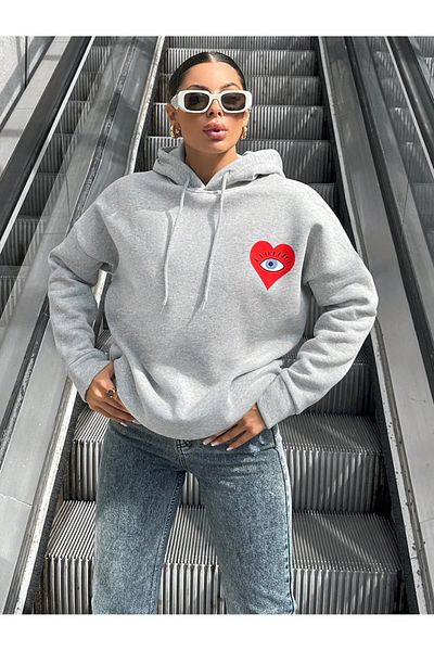 only moon Women's Clothing Gray Printed Sweat