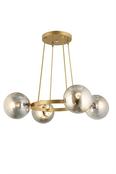 SONSUZ AYDINLATMA&AVİZE Endless Antique 4-Piece Ring Smoked Globe Glass Modern Chandelier