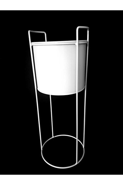 Genel Markalar Ayaklı Metal Çiçek Saksı Küçük Boy Beyaz