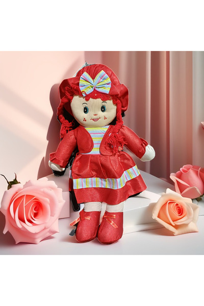 ASPARTAM Doll Red Dress Fringed Braided Doll 40cm