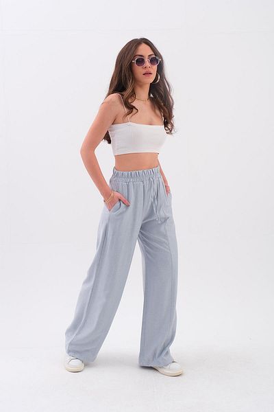 VAPUR TEKSTİL Pantaloni cu diagonală albastră - cu furculiță în față