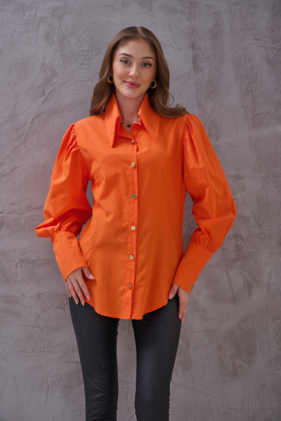 SHUGAA Women's Gold Button Detailed Poplin Shirt
