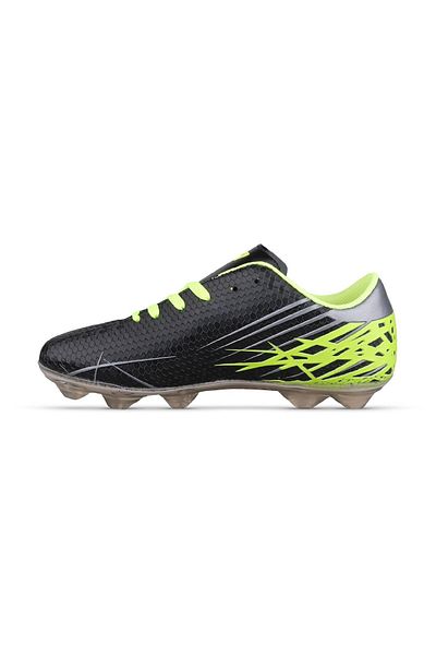 MP ONE Pantofi de fotbal pentru copii mari, cu șireturi, negru-galben