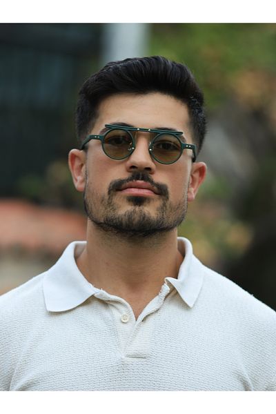 Angel Eyes Modern and Stylish Design Matte Dark Green Round Frame Sunglasses - Protective Lens Glasses